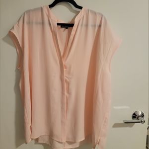 Eloquii Size 18 Peach Sheer Sleeveless Button Up Blouse